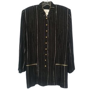 Joseph Ribkoff Vintage Size 14‎ Black Gold Dress Length Jacket Shoulder Pad